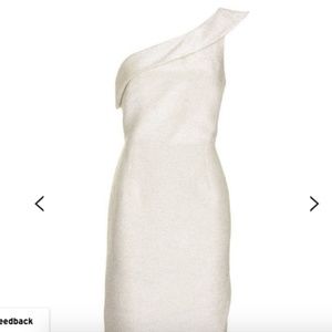 TOPSHOP Tinsel One Shoulder Metallic Dress